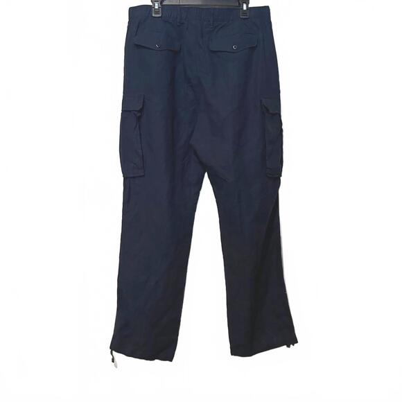 GAP Linen Cargo Pants New Classic Navy Blue Large - Picture 3 of 5